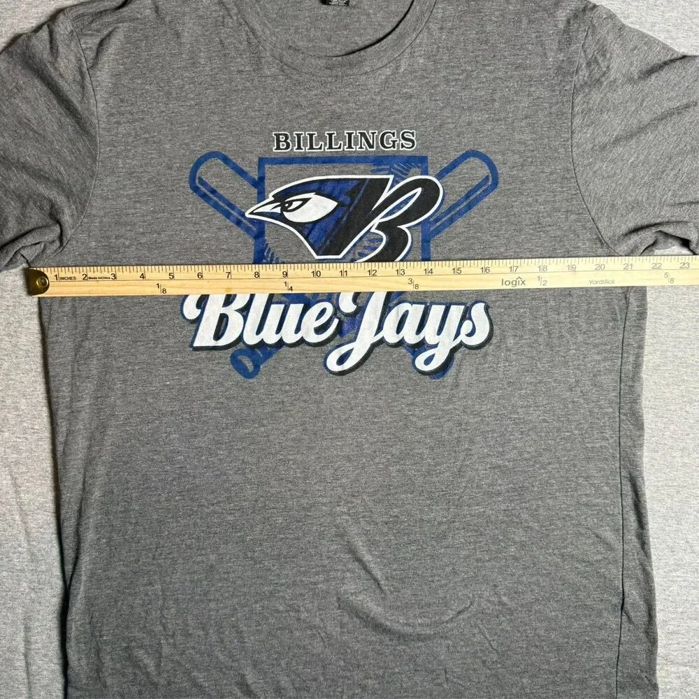 Billings Blue Jays Baseball Graphic Gray T-Shirt Large